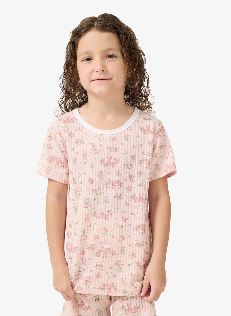 Pinata Pink Printed Ribbed Short Pyjamas - Image 3